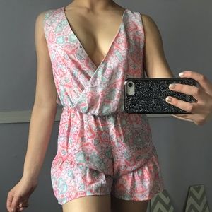 Blue and Pink Romper with ruffles